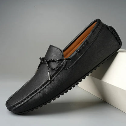 Comfortable Suede Leather Driving Loafer for Women with Moc Toe Braided Lace Bow Slip On Casual Style