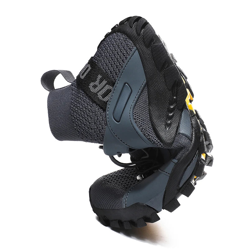Effortless Knit Mesh Trail Sneaker for Women with High Top Lace Up Rugged Outsole Casual Style