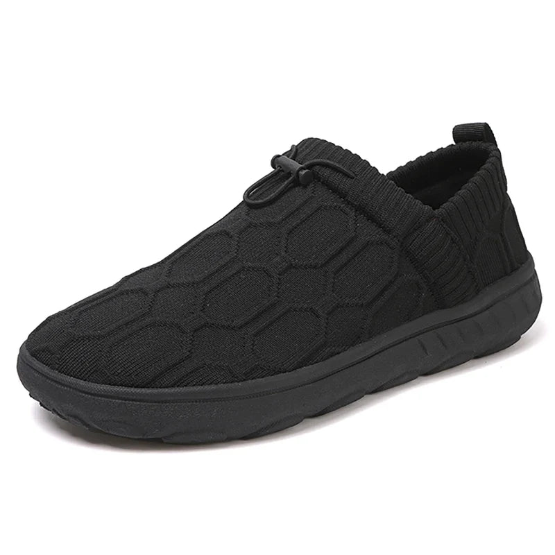 Comfortable Knit Sneaker for Women with Slip On Drawstring Honeycomb Texture Casual Style