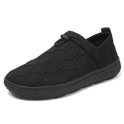 Comfortable Knit Sneaker for Women with Slip On Drawstring Honeycomb Texture Casual Style