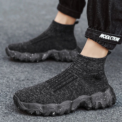 Comfortable Knit Sock Sneaker for Women with Slip On High Top Chunky Sole Casual Style