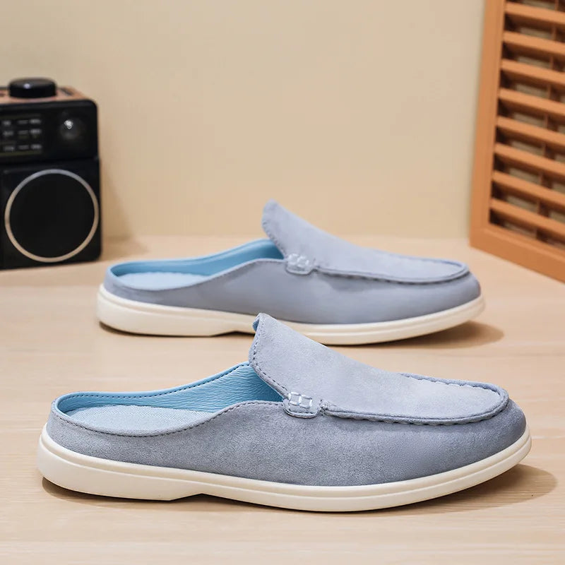 Stylish Suede Mule Loafer for Women with Backless Slip On Moc Toe Casual Style
