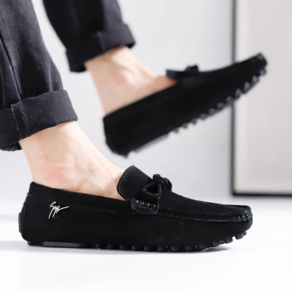 Comfortable Suede Driving Loafer for Women with Moc Toe Bow Tie Slip On Casual Style