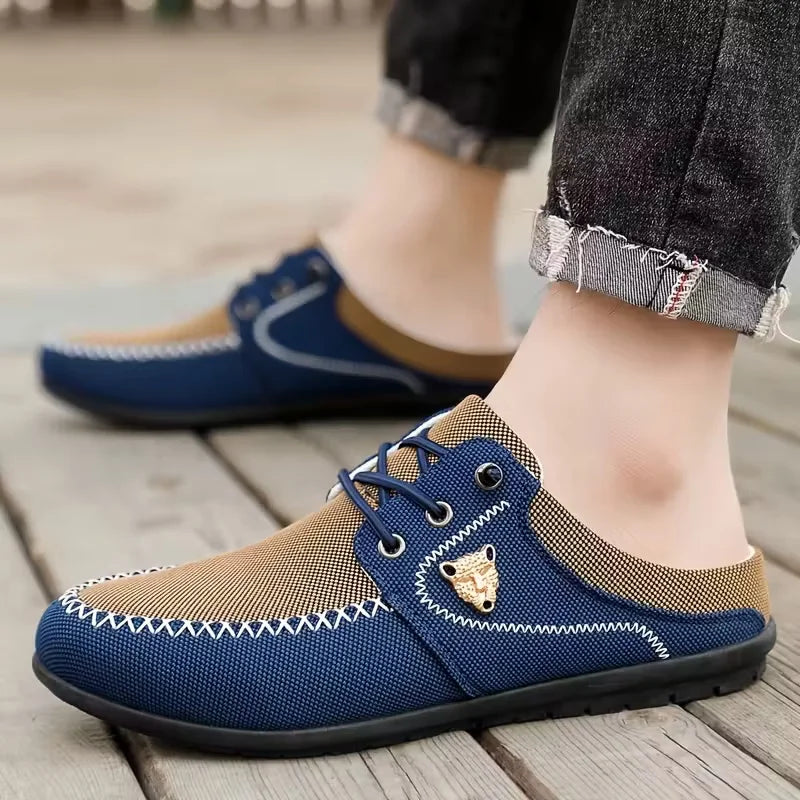 Effortless Canvas Loafer for Women with Lace Up Round Toe Contrast Stitch Casual Style