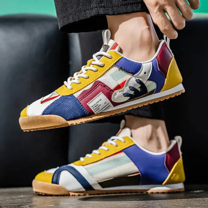Effortless Colorblock Fashion Sneakers for Women with Lace Up Gum Sole Sporty Casual Style
