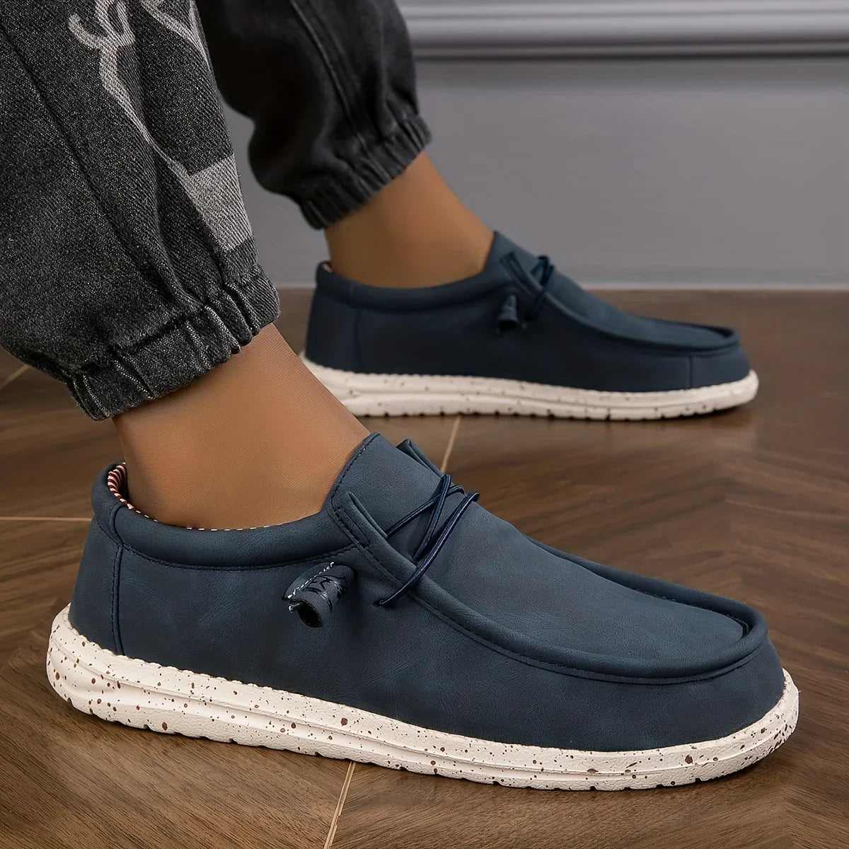 Effortless Suede Moccasin Loafer for Women with Bungee Lace Speckled Sole Casual Style