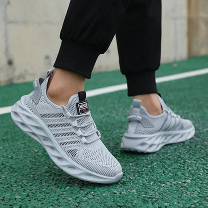 Comfortable Knit Mesh Fashion Sneaker for Women with Lace Up Chunky Sole Blade Cutout Design Casual Style