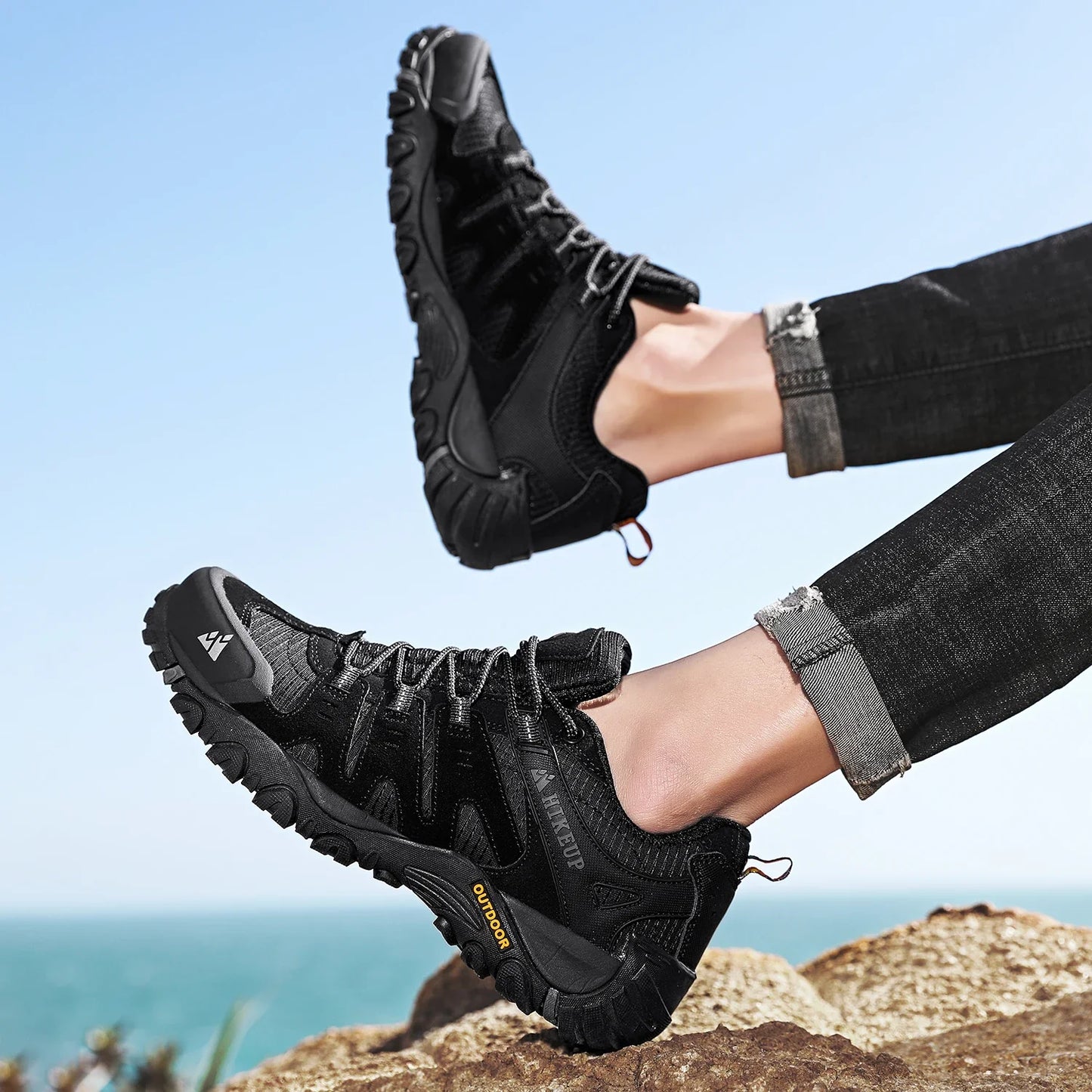 Effortless Suede Mesh Hiking Sneaker for Women with Lace Up Reinforced Toe Rugged Outdoor Style
