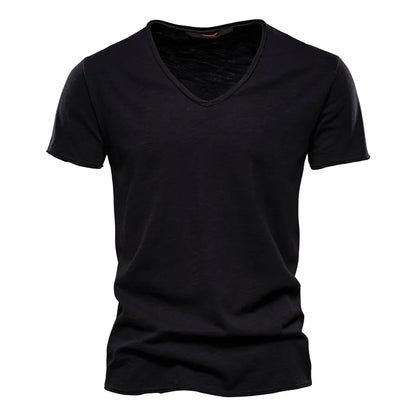 Effortless Slub Cotton T-Shirt for Women with V Neck Short Sleeve Relaxed Casual Style