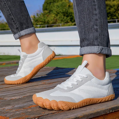 Stylish Barefoot Sneaker for Women with Lace Up Wide Toe Gum Sole Casual Style