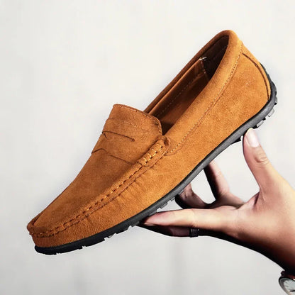 Stylish Suede Driving Loafer for Women with Penny Strap Slip On Rubber Sole Casual Style