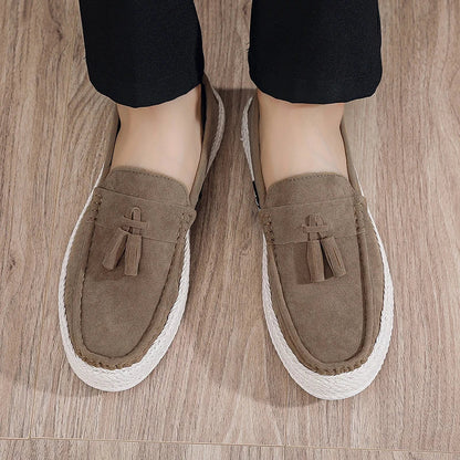 Comfortable Suede Tassel Loafer for Women with Espadrille Braided Sole Slip On Casual Style