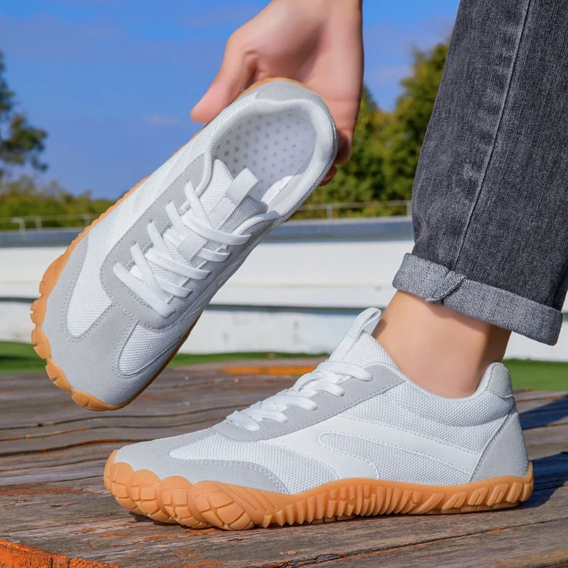Stylish Barefoot Sneaker for Women with Lace Up Wide Toe Gum Sole Casual Style