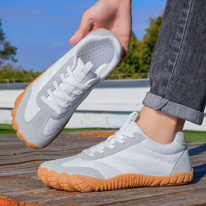 Stylish Barefoot Sneaker for Women with Lace Up Wide Toe Gum Sole Casual Style