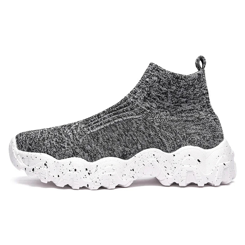 Comfortable Knit Sock Sneaker for Women with Slip On High Top Chunky Sole Casual Style