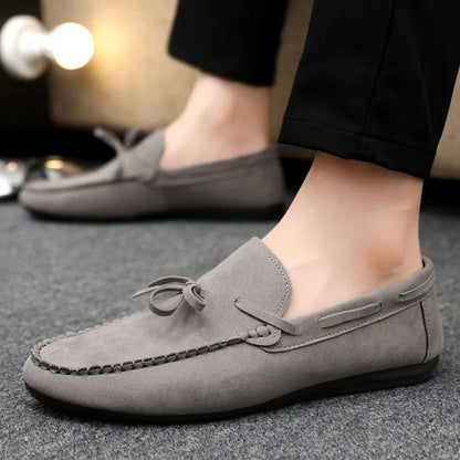 Comfortable Suede Driving Loafer for Women with Round Toe Bow Tie Slip On Flat Style