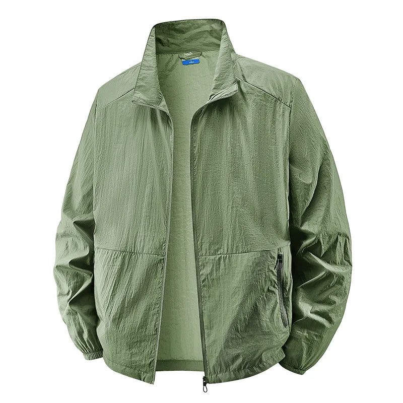 Effortless Lightweight Windbreaker Jacket for Women with Stand Collar Long Sleeve Zip Pocket Casual Style