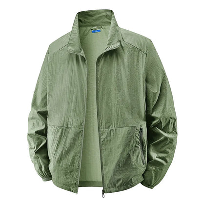 Effortless Lightweight Windbreaker Jacket for Women with Stand Collar Long Sleeve Zip Pocket Casual Style