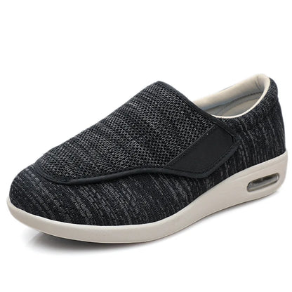 Comfortable Knit Fashion Sneaker for Women with Adjustable Strap Wide Toe Air Cushion Sole Casual Style
