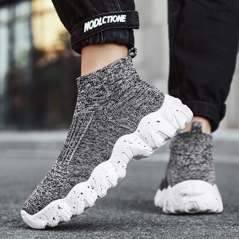 Comfortable Knit Sock Sneaker for Women with Slip On High Top Chunky Sole Casual Style