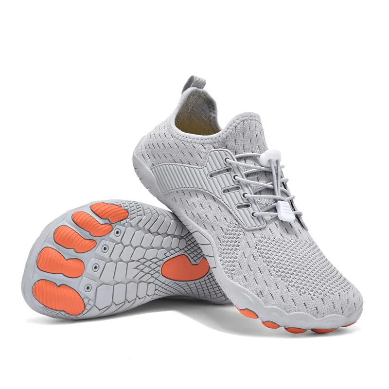 Comfortable Knit Mesh Sneaker for Women with Toggle Lace Closure Textured Grip Sole Athletic Style