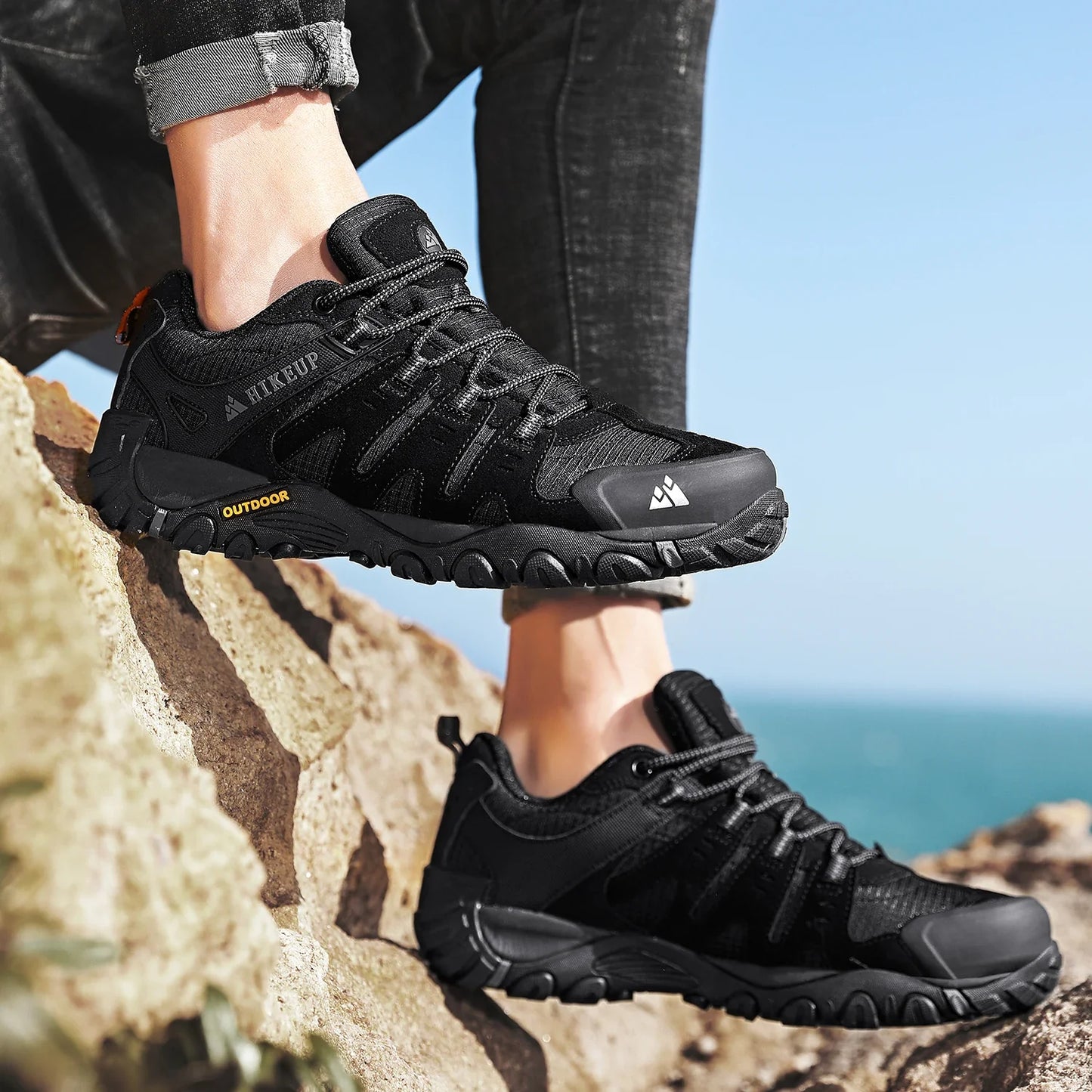 Effortless Suede Mesh Hiking Sneaker for Women with Lace Up Reinforced Toe Rugged Outdoor Style