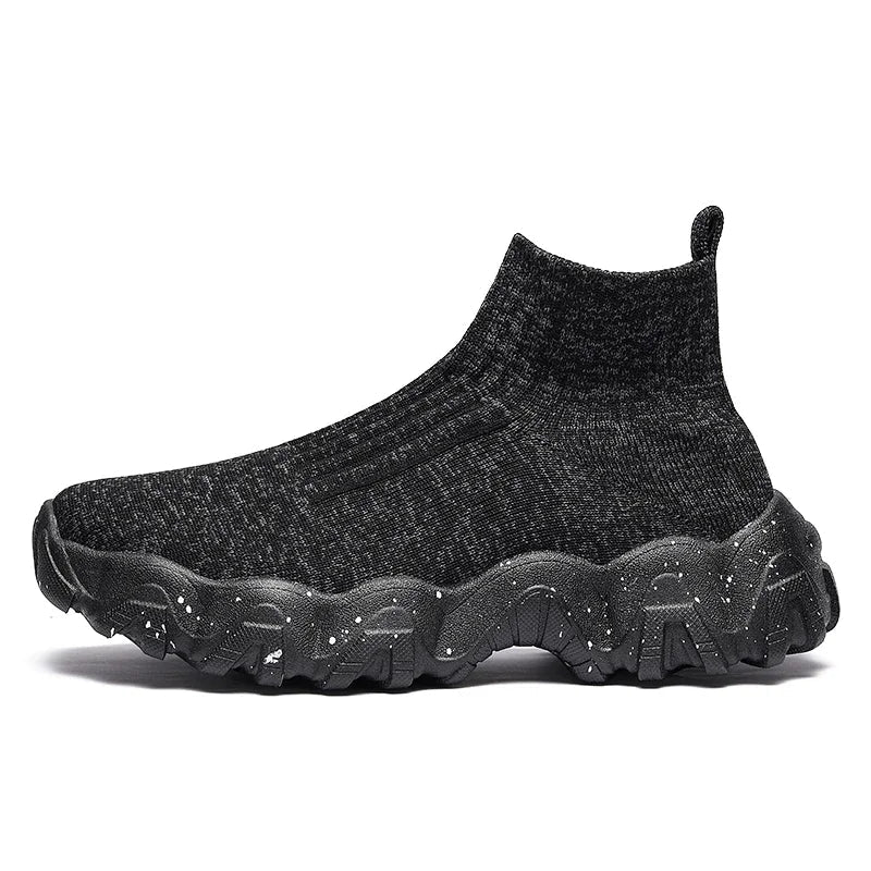 Comfortable Knit Sock Sneaker for Women with Slip On High Top Chunky Sole Casual Style