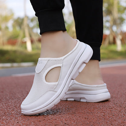 Comfortable Mesh Slip On Mule Sneaker for Women with Cutout Vent Platform Sole Sport Style