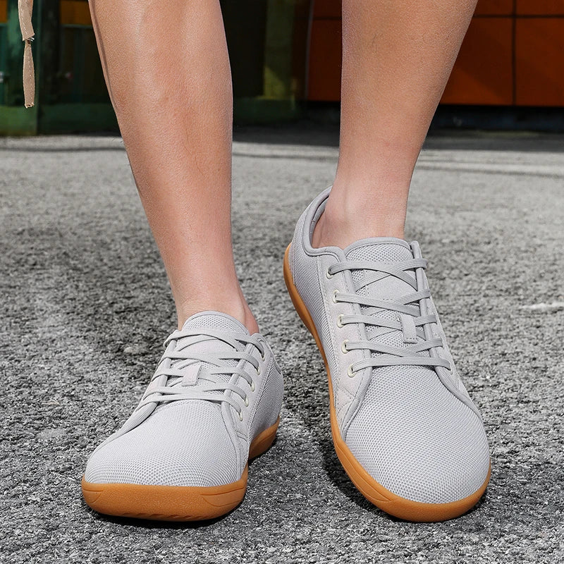 Effortless Mesh Canvas Sneaker for Women with Lace-Up Low Top Gum Sole Casual Style