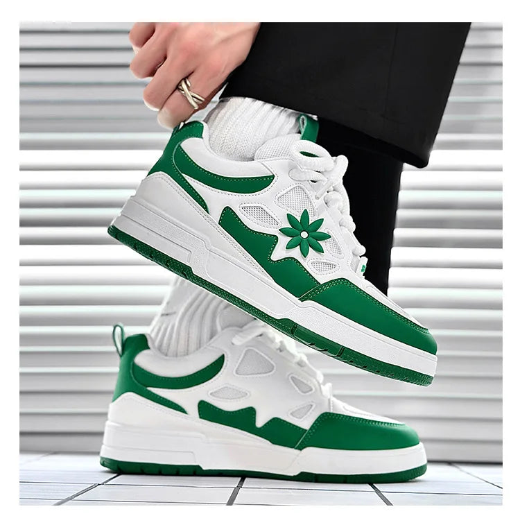 Stylish Mesh Platform Sneaker for Women with Lace Up Floral Applique Chunky Sole Casual Style