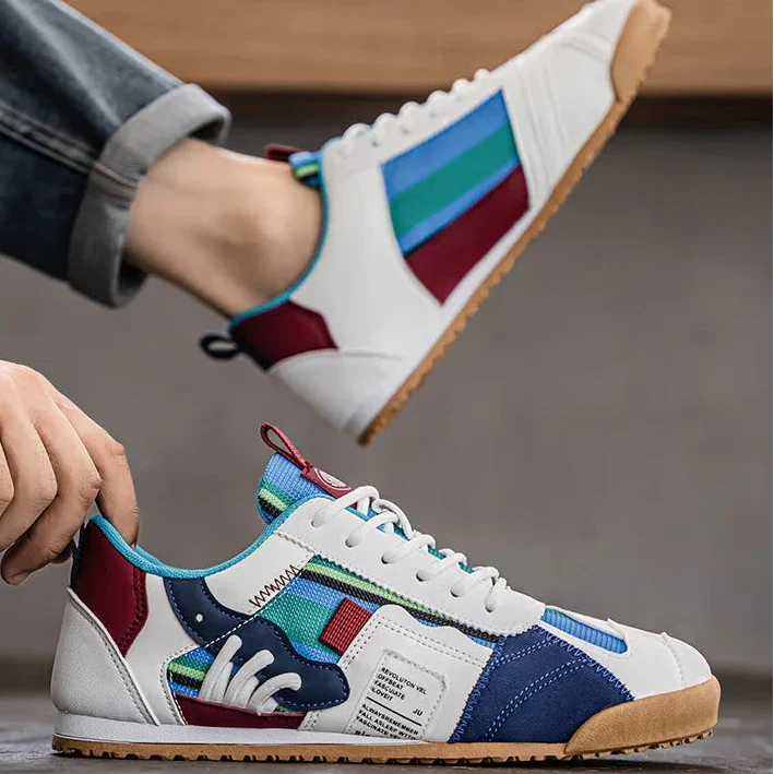Effortless Colorblock Fashion Sneakers for Women with Lace Up Gum Sole Sporty Casual Style