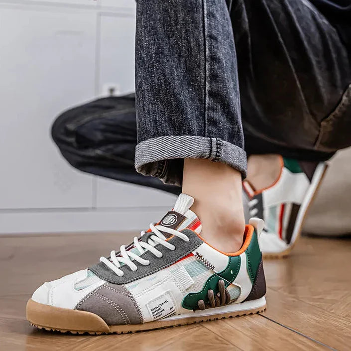 Effortless Colorblock Fashion Sneakers for Women with Lace Up Gum Sole Sporty Casual Style