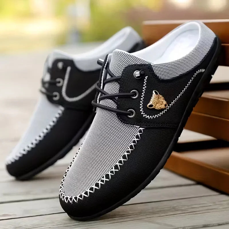 Effortless Canvas Loafer for Women with Lace Up Round Toe Contrast Stitch Casual Style