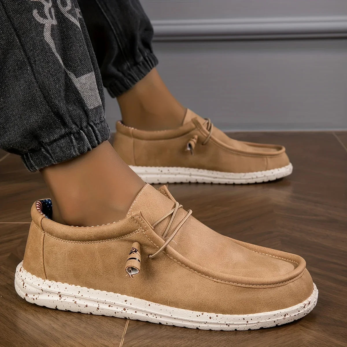 Effortless Suede Moccasin Loafer for Women with Bungee Lace Speckled Sole Casual Style
