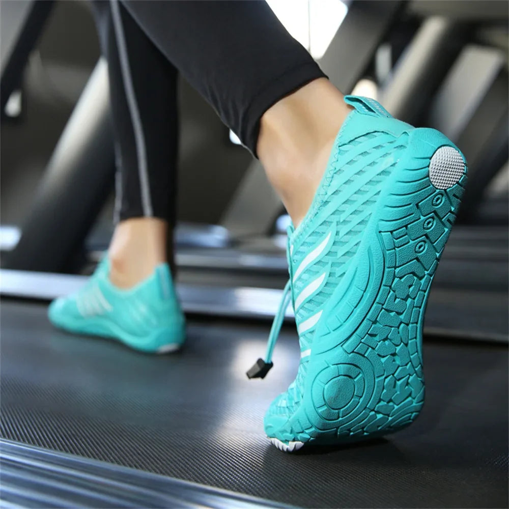 Comfortable Mesh Quick Dry Water Shoes for Women with Toggle Lace Barefoot Sole Casual Style