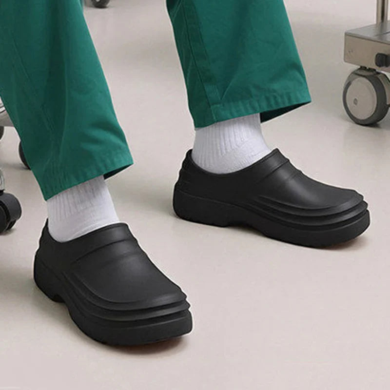 Comfortable Platform Clogs for Women with Closed Toe Ribbed Vamp Slip On Casual Style