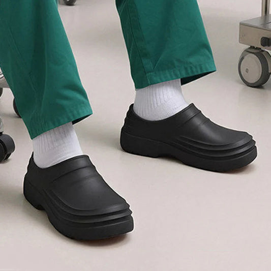Comfortable Platform Clogs for Women with Closed Toe Ribbed Vamp Slip On Casual Style
