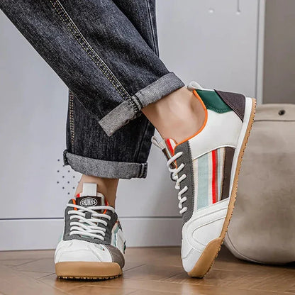 Effortless Colorblock Fashion Sneakers for Women with Lace Up Gum Sole Sporty Casual Style