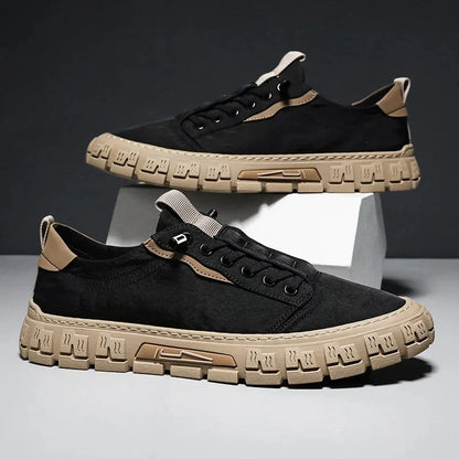 Effortless Canvas Fashion Sneaker for Women with Lace Up Low Top Rugged Lug Sole Casual Style