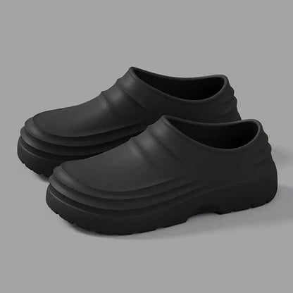 Comfortable Platform Clogs for Women with Closed Toe Ribbed Vamp Slip On Casual Style