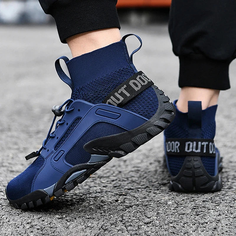 Effortless Knit Mesh Trail Sneaker for Women with High Top Lace Up Rugged Outsole Casual Style