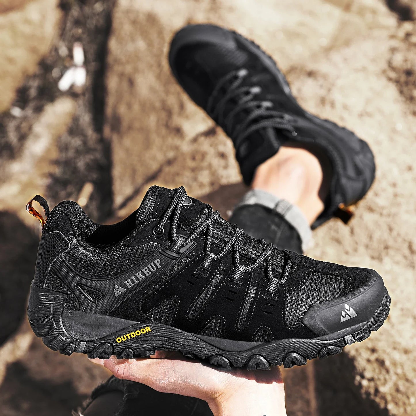 Effortless Suede Mesh Hiking Sneaker for Women with Lace Up Reinforced Toe Rugged Outdoor Style
