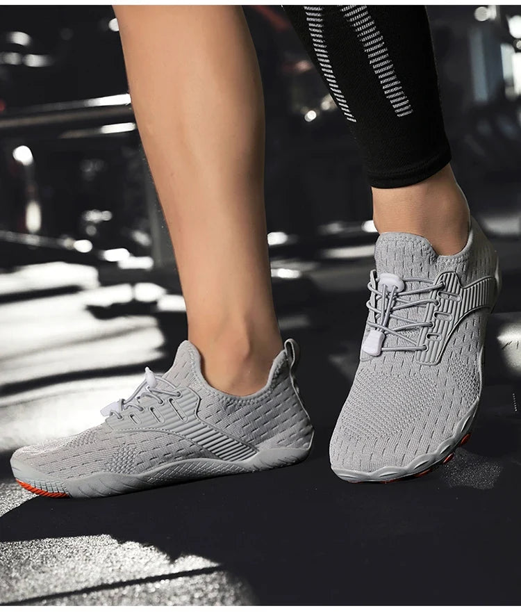 Comfortable Knit Mesh Sneaker for Women with Toggle Lace Closure Textured Grip Sole Athletic Style