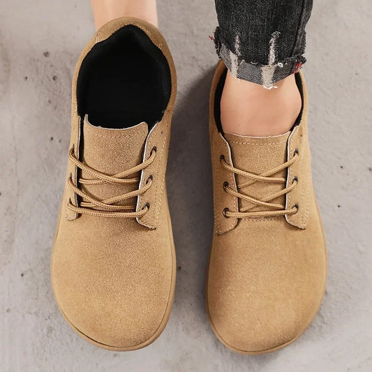 Stylish Suede Lace-Up Sneaker for Women with Round Toe Low Top Casual Style