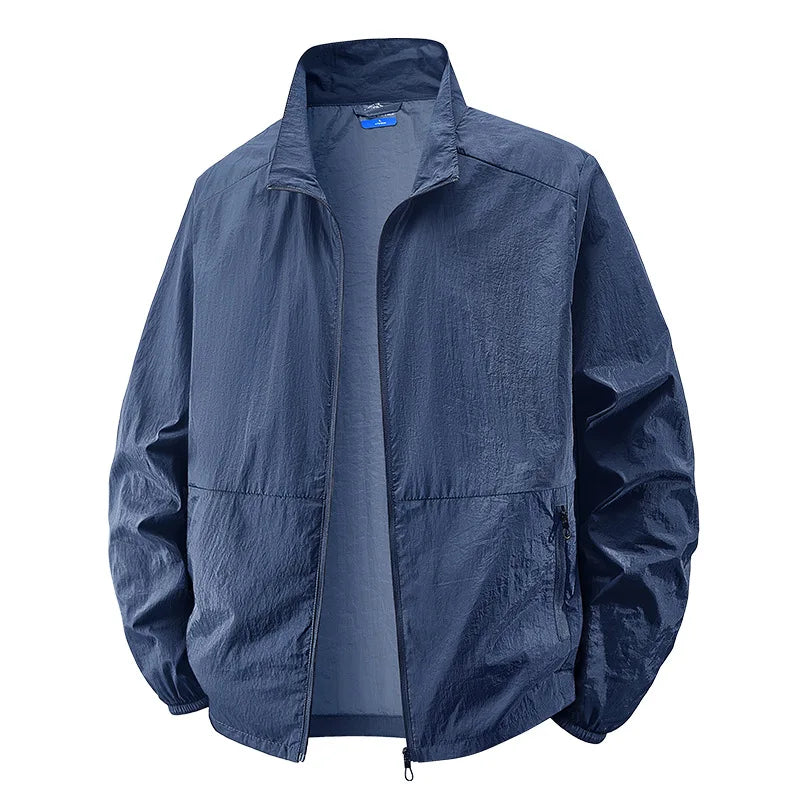 Effortless Lightweight Windbreaker Jacket for Women with Stand Collar Long Sleeve Zip Pocket Casual Style