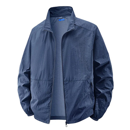 Effortless Lightweight Windbreaker Jacket for Women with Stand Collar Long Sleeve Zip Pocket Casual Style