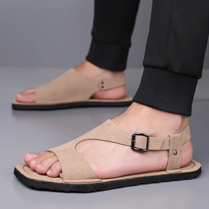 Stylish Suede Buckle Sandal for Women with Open Toe Ankle Strap Flat Casual Style