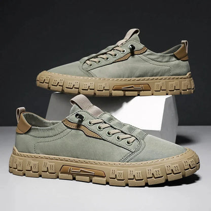 Effortless Canvas Fashion Sneaker for Women with Lace Up Low Top Rugged Lug Sole Casual Style