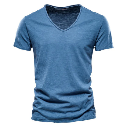 Effortless Slub Cotton T-Shirt for Women with V Neck Short Sleeve Relaxed Casual Style