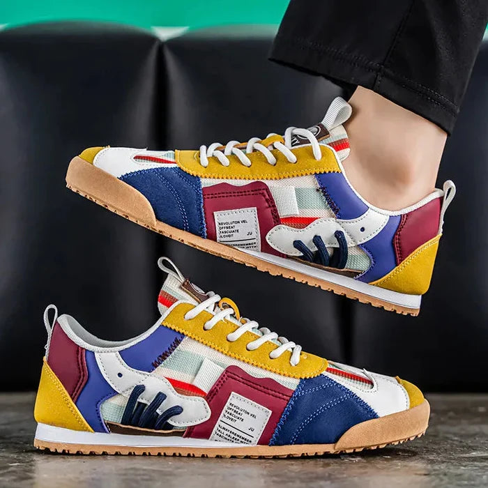 Effortless Colorblock Fashion Sneakers for Women with Lace Up Gum Sole Sporty Casual Style